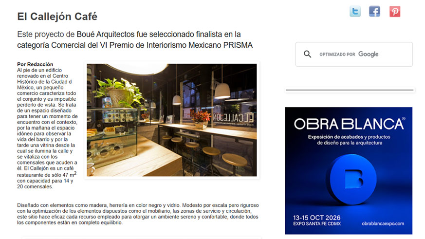 Podio - El Callejón Café por Boué Arquitectos