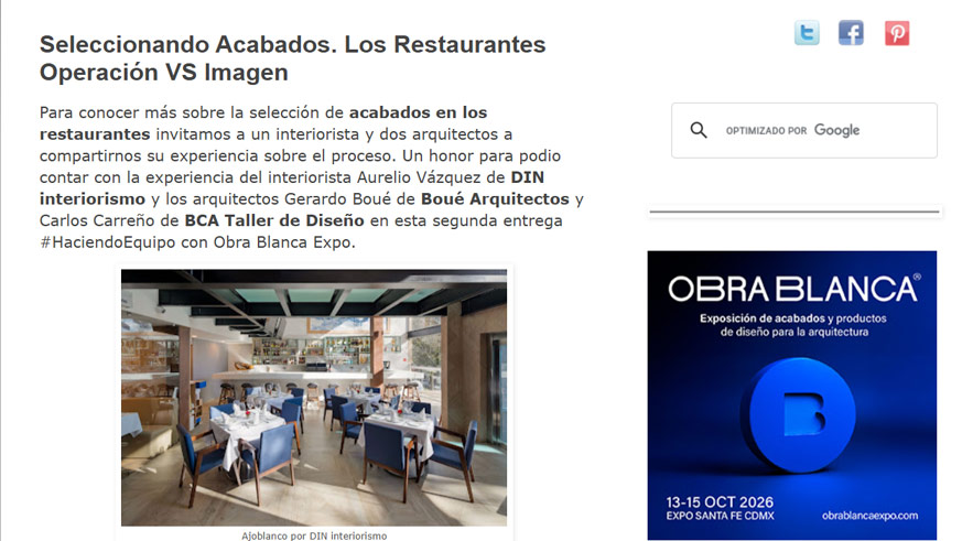 Podio - Seleccionando Acabados. Los Restaurantes Operación VS Imagen